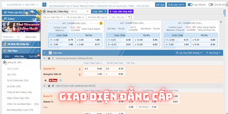Giao diện tại sảnh Saba thể thao thiết kế tinh xảo